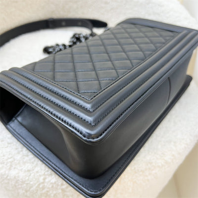 Chanel Medium 25cm So Black Boy Flap in Black Lambskin and BHW