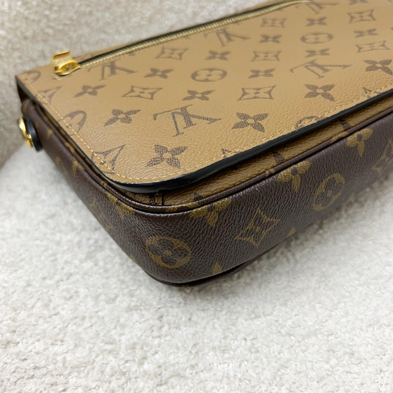 LV Pochette Metis in Reverse Monogram Canvas, Black Leather and GHW