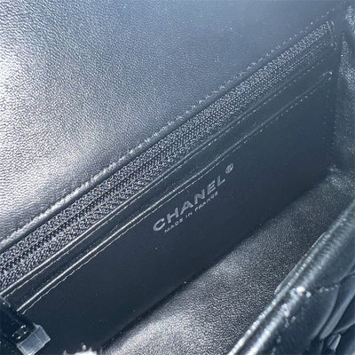 Chanel Classic Mini Rectangle in So Black Lambskin BHW