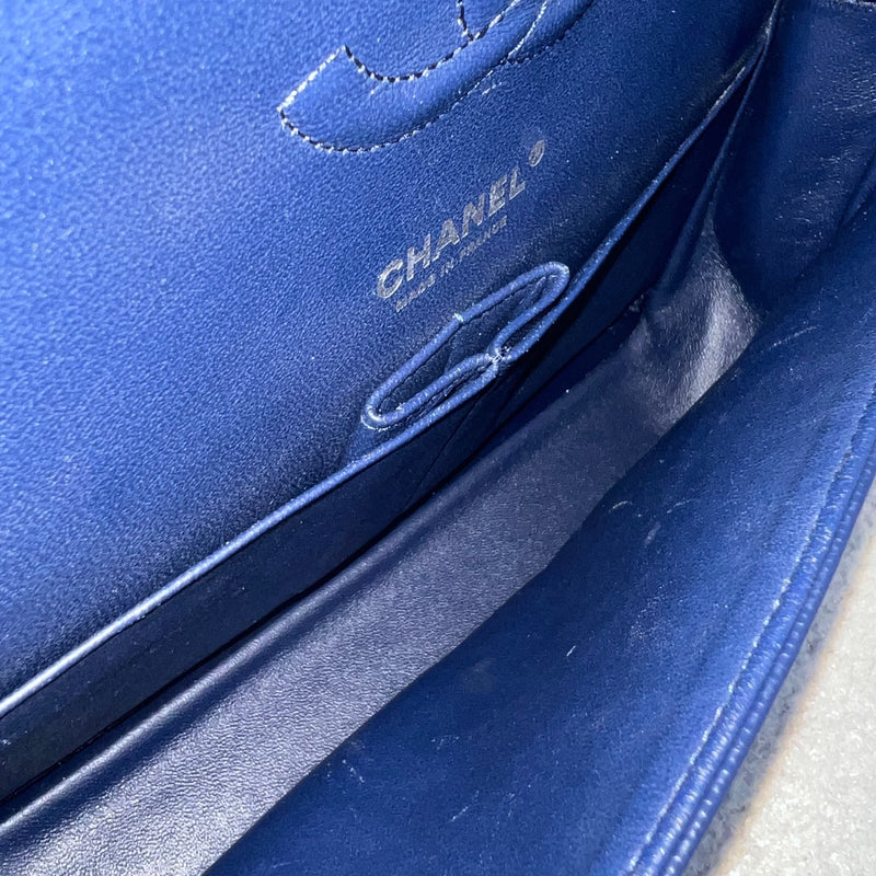 Chanel Medium Classic Flap CF in Chevron Quilted Navy Caviar and SHW
