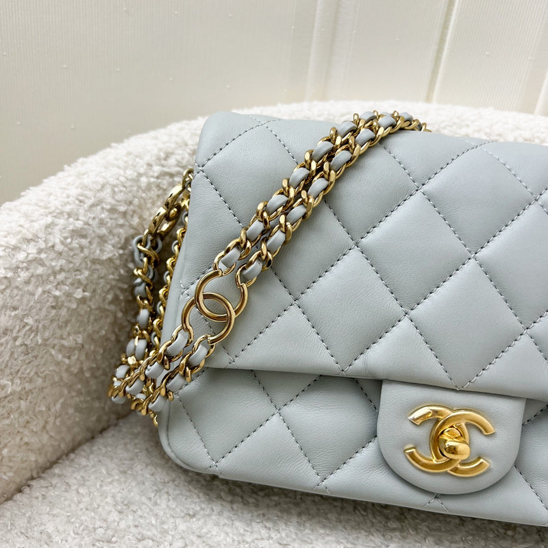 Chanel 23C Seasonal Chain Around Mini Flap in Grey Lambskin and LGHW