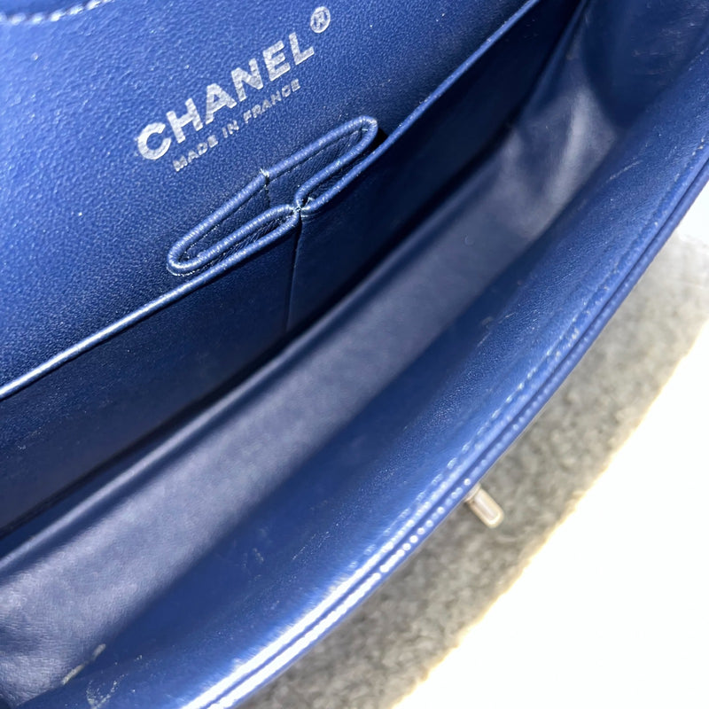 Chanel Medium Classic Flap CF in Chevron Quilted Navy Caviar and SHW