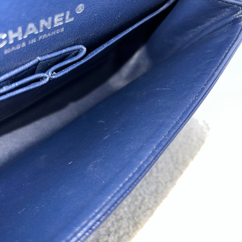 Chanel Medium Classic Flap CF in Chevron Quilted Navy Caviar and SHW