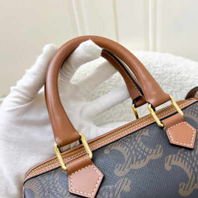 Celine Small Boston Bag in Triomphe Canvas, Calfskin and GHW (Model: 197582EIP.04LU)