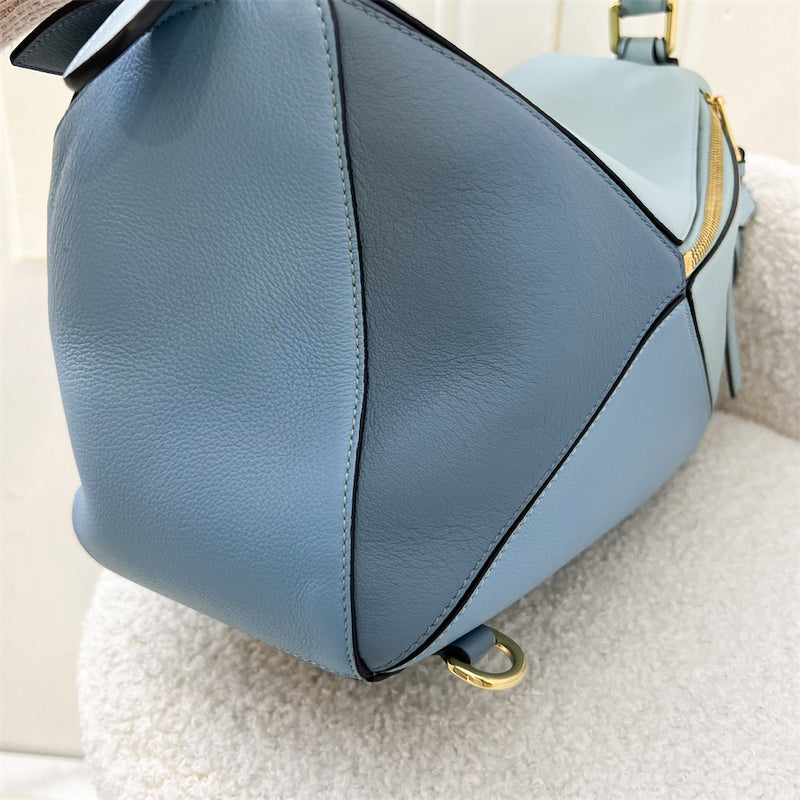 Loewe Medium Puzzle Bag in Tricolor Blue Calfskin GHW