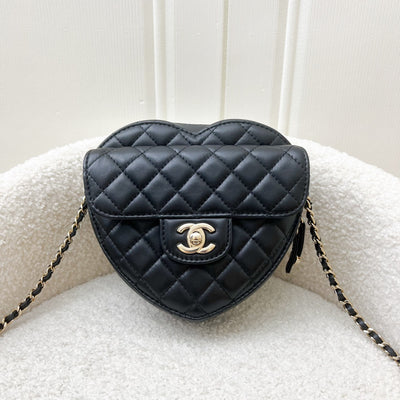 Chanel Large Heart Bag in Black Lambskin and GHW