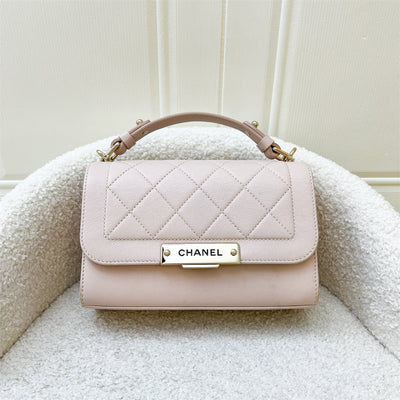 Chanel 17C Click Label Shoulder Bag in Light Pink Calfskin and LGHW