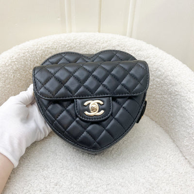 Chanel Large Heart Bag in Black Lambskin and GHW