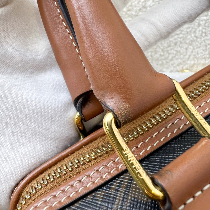 Celine Small Boston Bag in Triomphe Canvas, Calfskin and GHW (Model: 197582EIP.04LU)