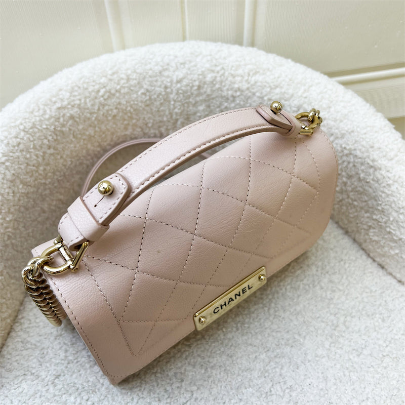 Chanel 17C Click Label Shoulder Bag in Light Pink Calfskin and LGHW