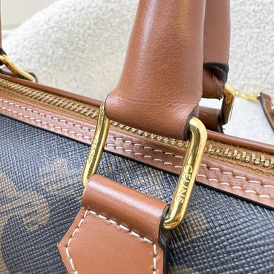 Celine Small Boston Bag in Triomphe Canvas, Calfskin and GHW (Model: 197582EIP.04LU)