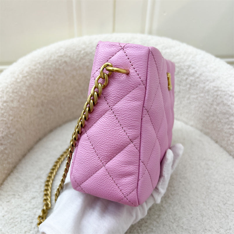 Chanel 23P Heart Adjustable Chain Small / Mini Tote Bag in Pink Caviar and AGHW