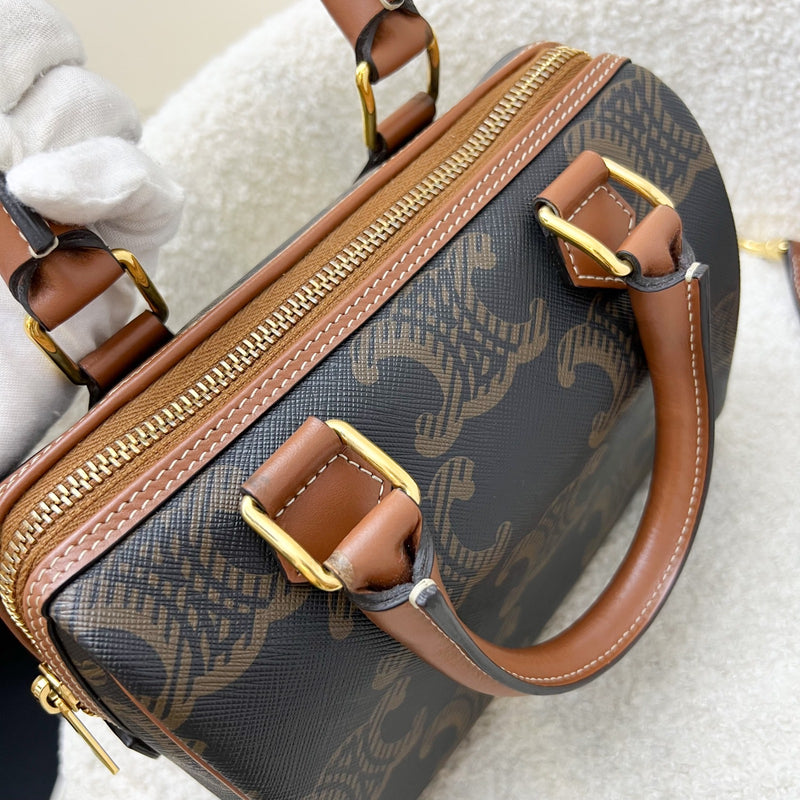 Celine Small Boston Bag in Triomphe Canvas, Calfskin and GHW (Model: 197582EIP.04LU)