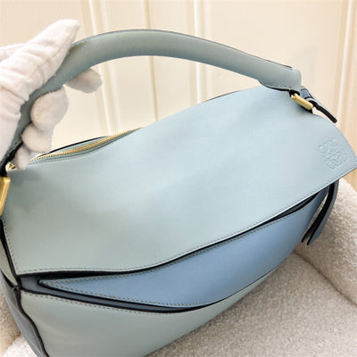 Loewe Medium Puzzle Bag in Tricolor Blue Calfskin GHW