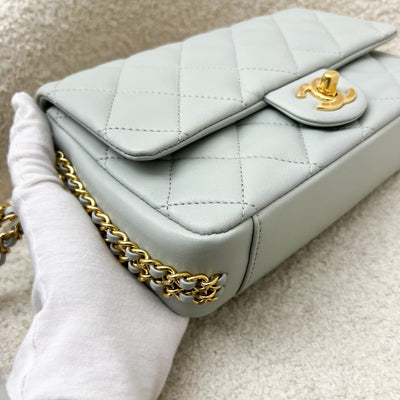 Chanel 23C Seasonal Chain Around Mini Flap in Grey Lambskin and LGHW