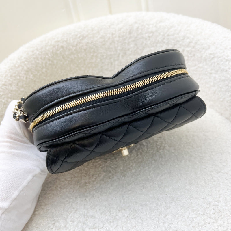 Chanel Large Heart Bag in Black Lambskin and GHW