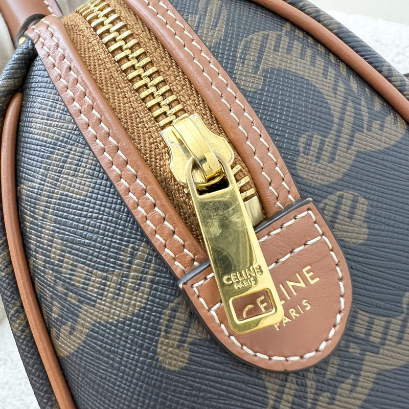 Celine Small Boston Bag in Triomphe Canvas, Calfskin and GHW (Model: 197582EIP.04LU)