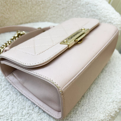 Chanel 17C Click Label Shoulder Bag in Light Pink Calfskin and LGHW