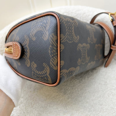 Celine Small Boston Bag in Triomphe Canvas, Calfskin and GHW (Model: 197582EIP.04LU)