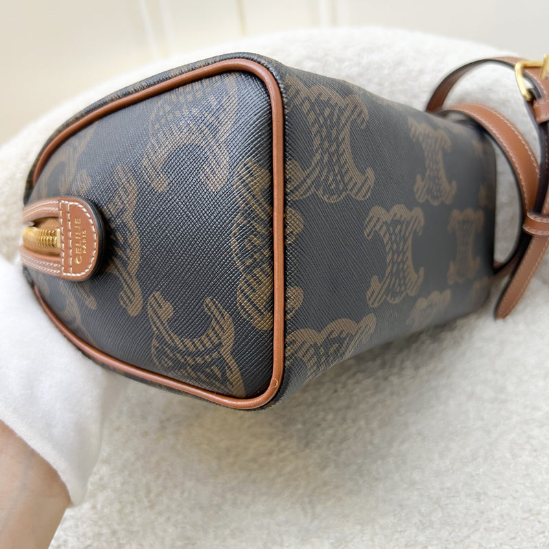 Celine Small Boston Bag in Triomphe Canvas, Calfskin and GHW (Model: 197582EIP.04LU)