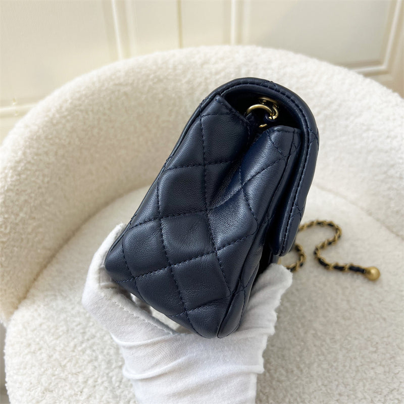 Chanel Pearl Crush Square Mini Flap in Navy Lambskin and AGHW