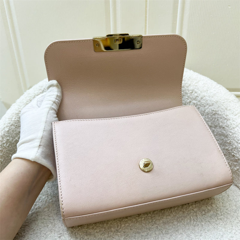 Chanel 17C Click Label Shoulder Bag in Light Pink Calfskin and LGHW