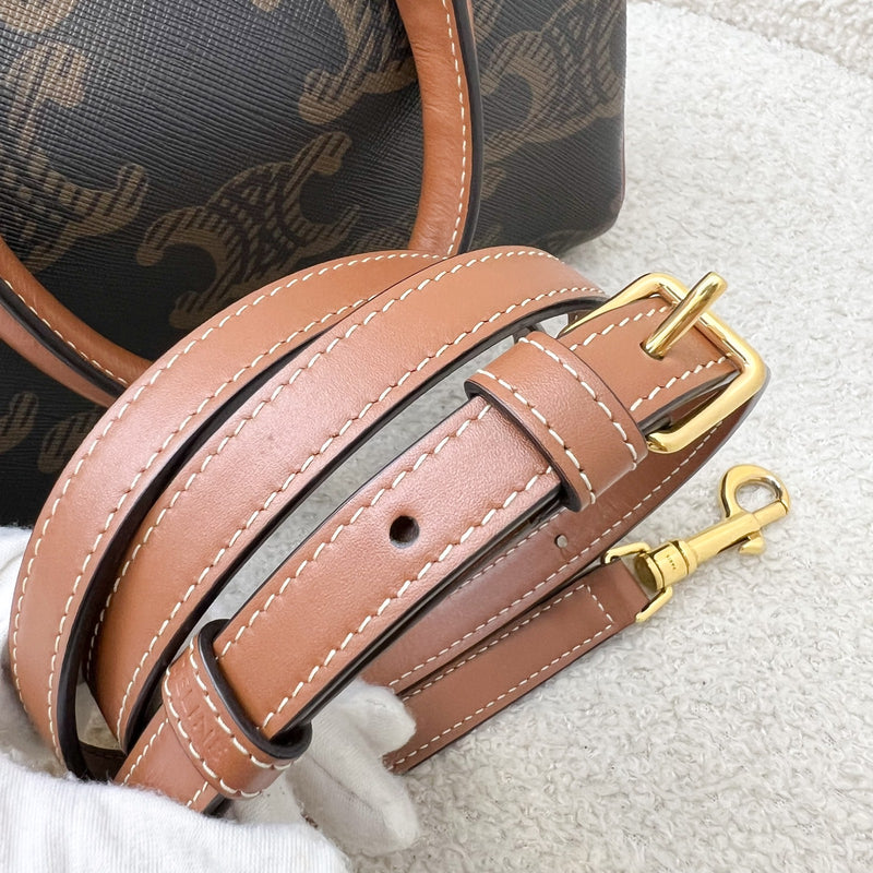 Celine Small Boston Bag in Triomphe Canvas, Calfskin and GHW (Model: 197582EIP.04LU)