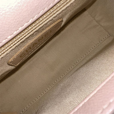 Chanel 17C Click Label Shoulder Bag in Light Pink Calfskin and LGHW