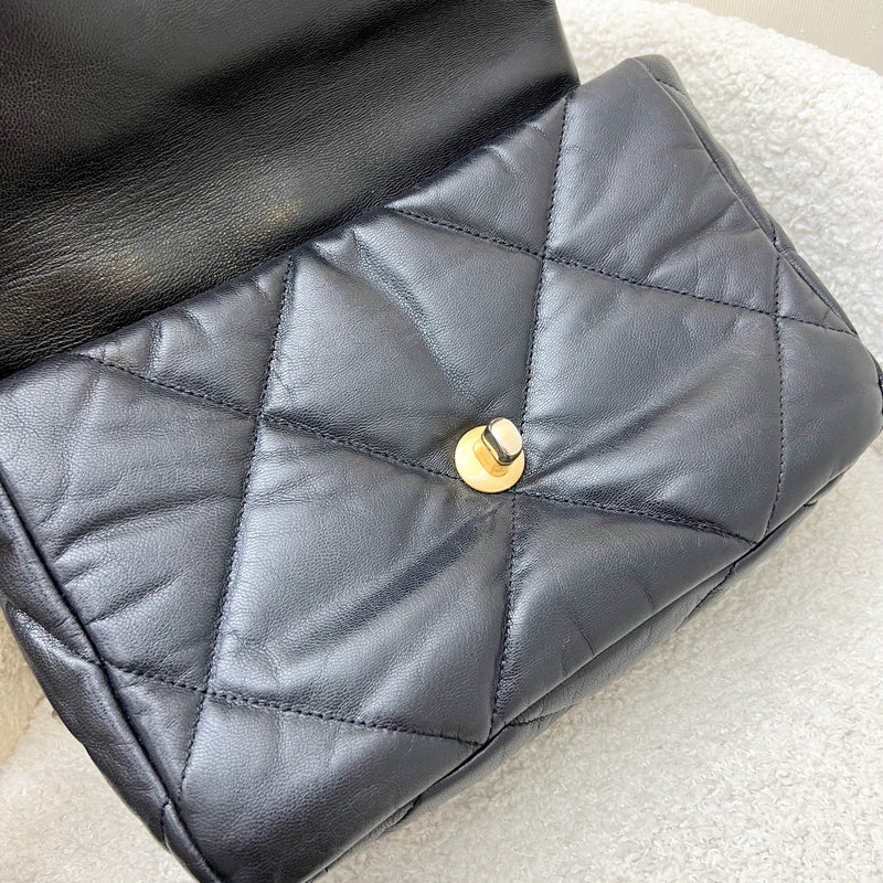 Chanel 19 Small Flap in Black Goatskin and 3-tone HW (Model: AS1160)
