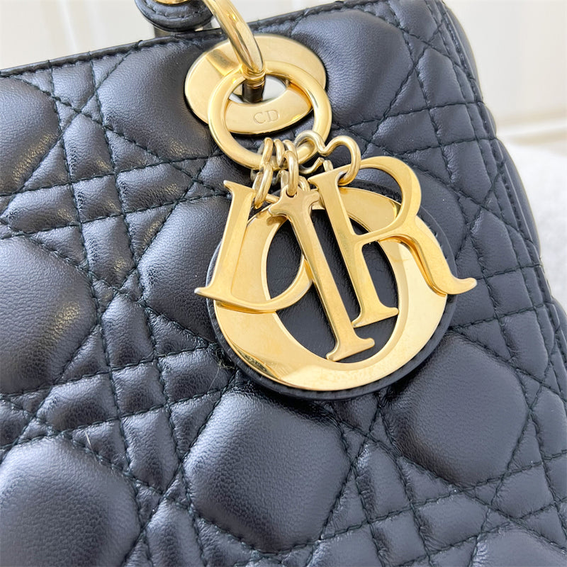 Dior Medium Lady Dior in Black Lambskin and GHW