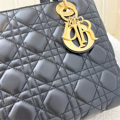 Dior Medium Lady Dior in Black Lambskin and GHW