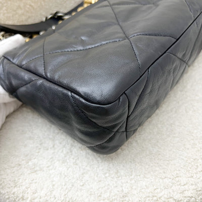 Chanel 19 Small Flap in Black Goatskin and 3-tone HW (Model: AS1160)