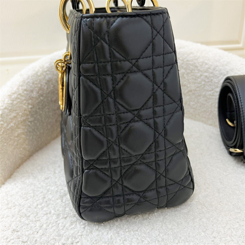 Dior Medium Lady Dior in Black Lambskin and GHW