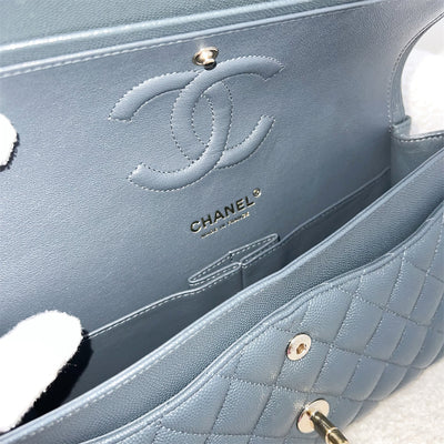 Chanel Medium Classic Flap CF in 18B Dark Bluish Grey Caviar LGHW