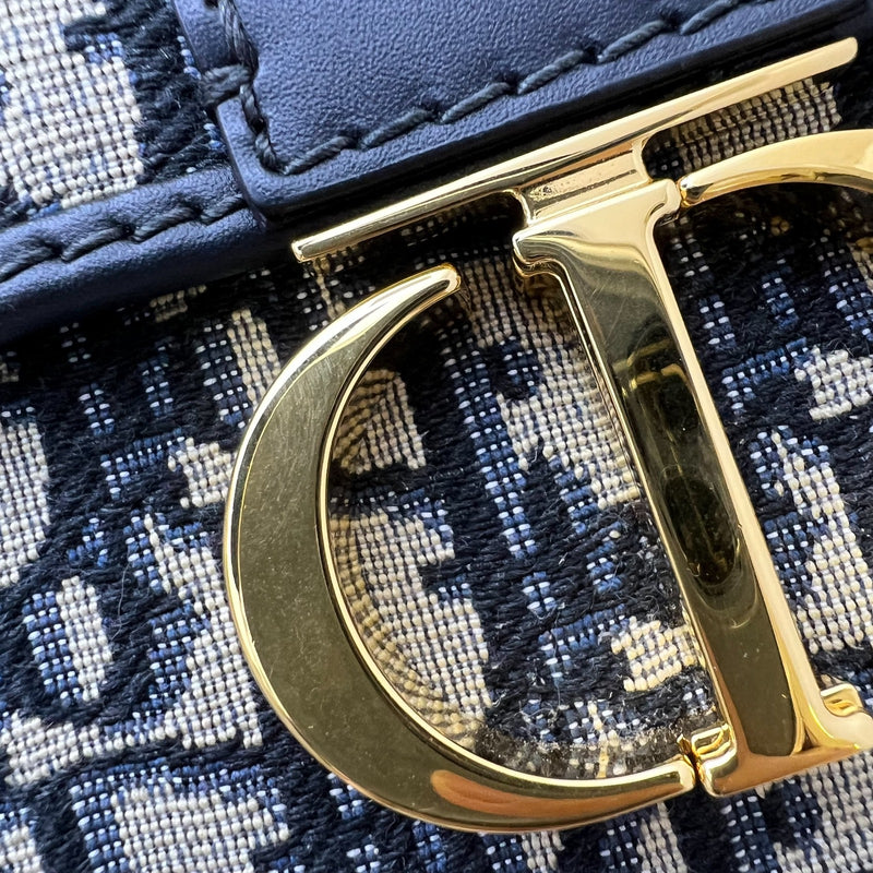 Dior 30 Montaigne East-West Bag with Chain in Dark Blue Oblique Canvas and GHW