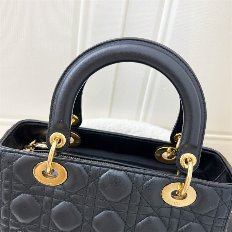 Dior Medium Lady Dior in Black Lambskin and GHW