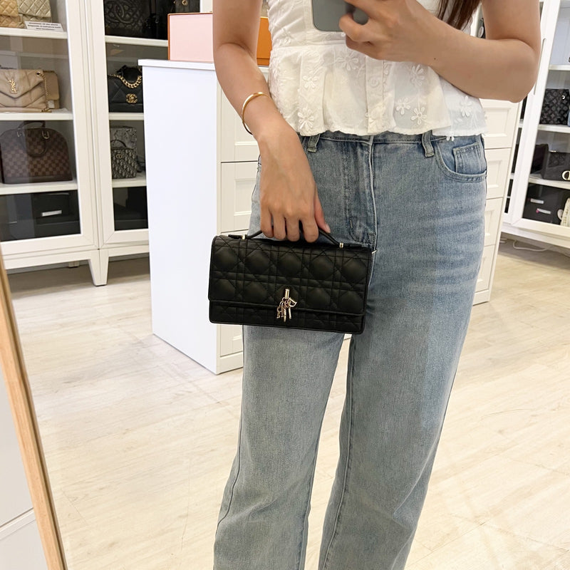 Dior My Dior Mini Bag in Black Cannage Lambskin and LGHW (Model: S0980ONMJ)