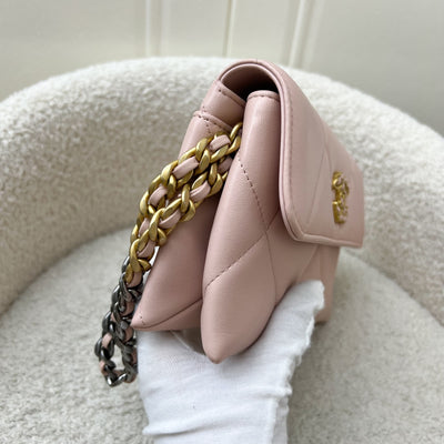 Chanel 19 Wristlet / Clutch in Pink Lambskin and 3-tone HW