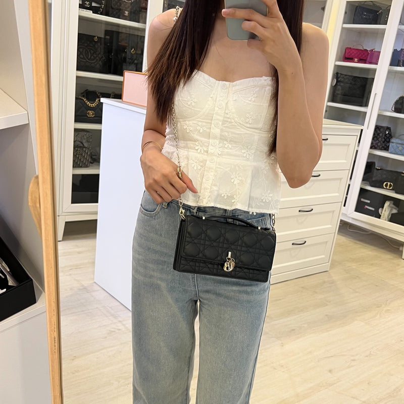 Dior My Dior Mini Bag in Black Cannage Lambskin and LGHW (Model: S0980ONMJ)