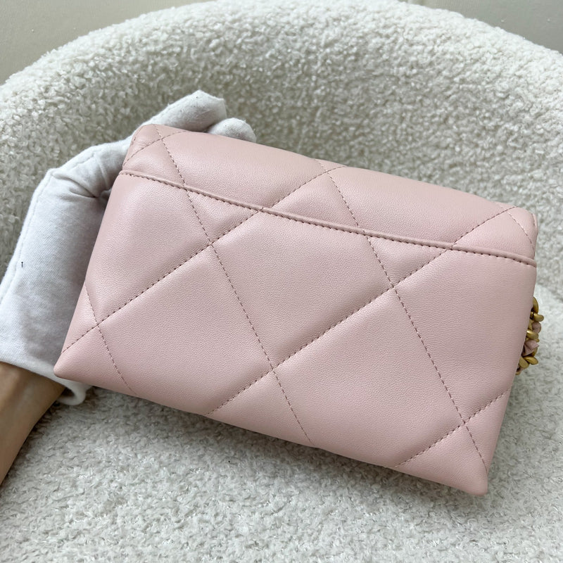 Chanel 19 Wristlet / Clutch in Pink Lambskin and 3-tone HW