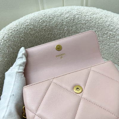 Chanel 19 Wristlet / Clutch in Pink Lambskin and 3-tone HW