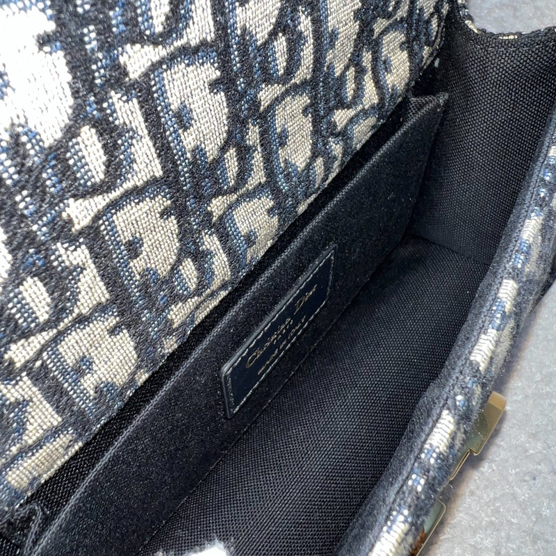 Dior 30 Montaigne East-West Bag with Chain in Dark Blue Oblique Canvas and GHW