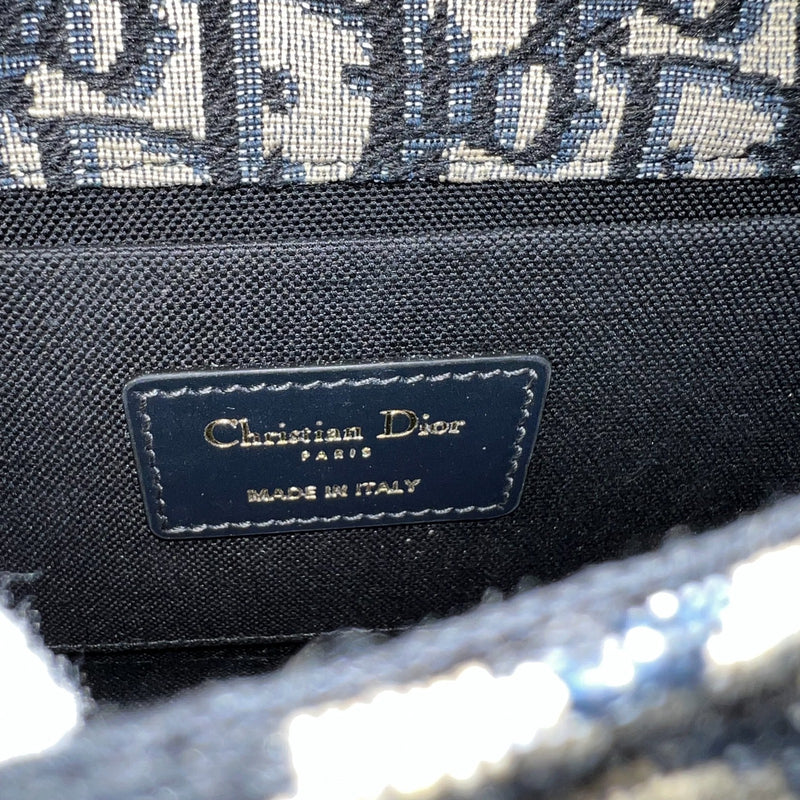 Dior 30 Montaigne East-West Bag with Chain in Dark Blue Oblique Canvas and GHW