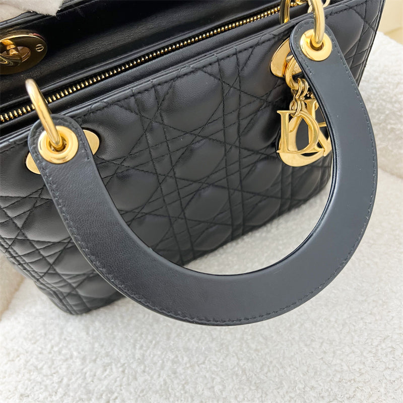 Dior Medium Lady Dior in Black Lambskin and GHW