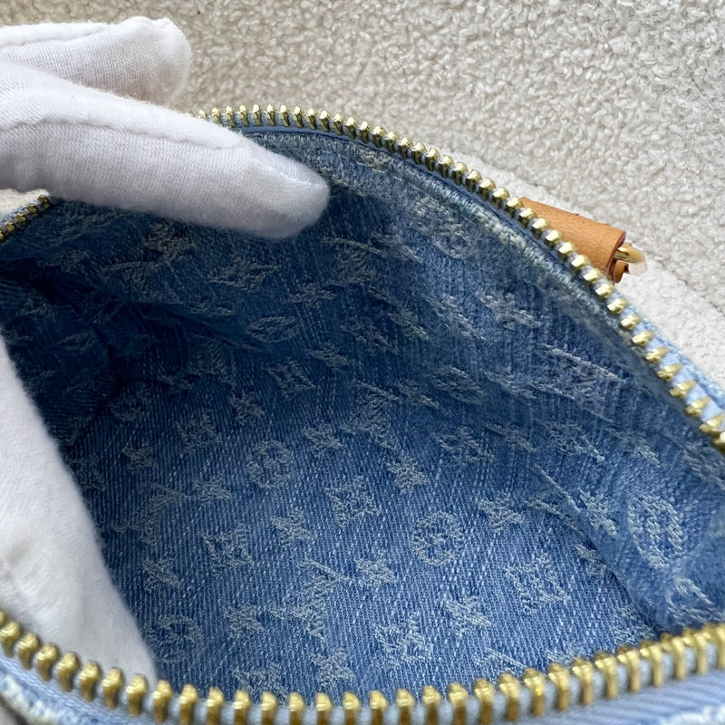 LV Nano Speedy in Light Blue Denim and GHW (Model: M11212)