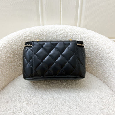 Chanel 24C Vanity with Double Adjustable Chain in Black Lambskin and AGHW