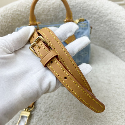 LV Nano Speedy in Light Blue Denim and GHW (Model: M11212)