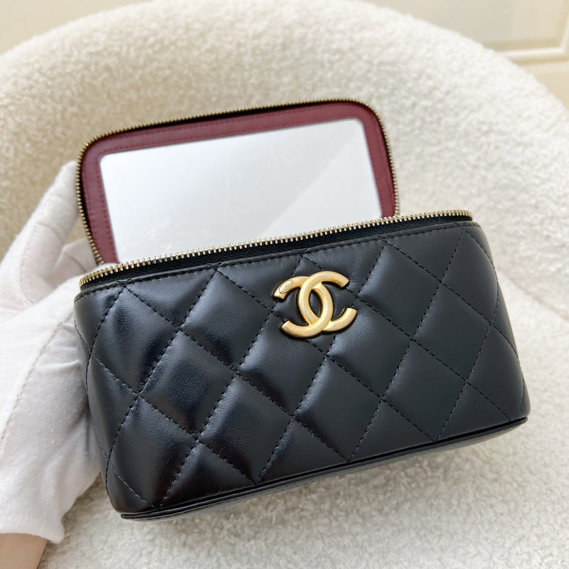 Chanel 24C Vanity with Double Adjustable Chain in Black Lambskin and AGHW