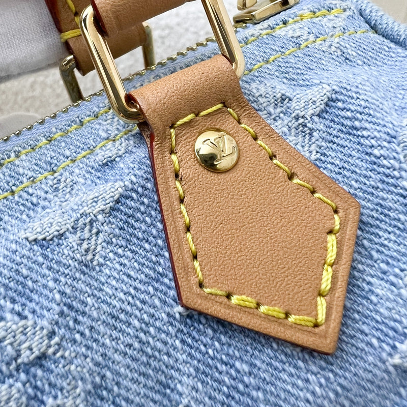 LV Nano Speedy in Light Blue Denim and GHW (Model: M11212)