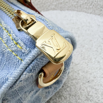 LV Nano Speedy in Light Blue Denim and GHW (Model: M11212)